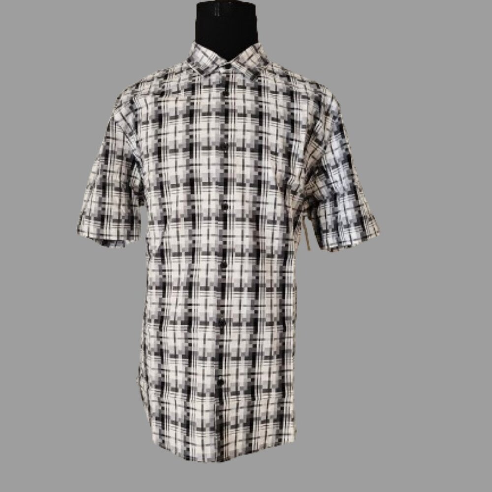 ALFANI MEN's PLAID CASUAL DRESS SHORT SLEEVE SHIRT - SIZE XXL